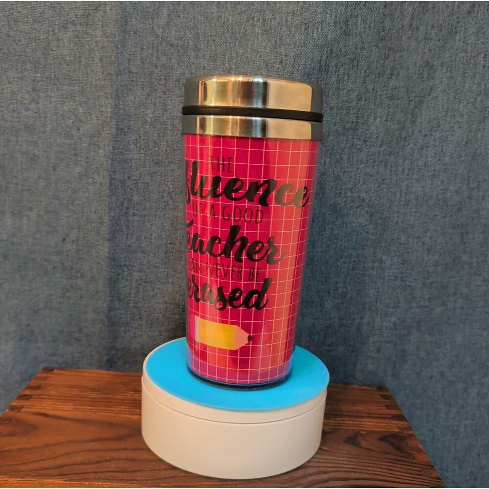 Teacher Appreciation Travel Tumbler 20oz Pink Hot Cold Cup with Lid - Picture 6 of 16